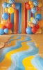 tlo-fotograficzne-karnawalowe-balony-wstazki-teczowa-falujaca-podloga-niebiesko-zolta-CL1731.webp