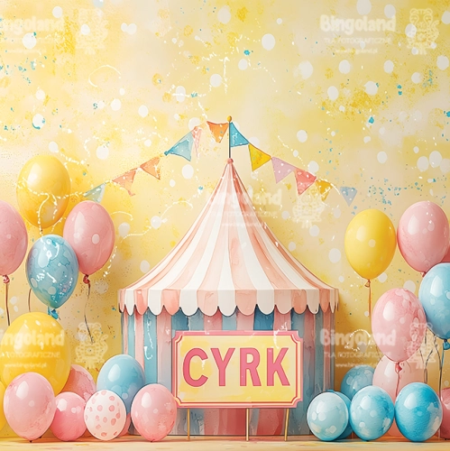 tlo-urodzinowe-karnawalowe-cyrk-pastelowy-balonek-choragiewki-zolte-confetti-napis-cyrk-Z1737.webp