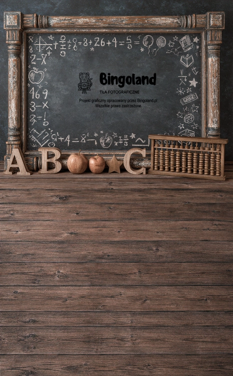 Szkolne Tło Fotograficzne Back to School – Vintage Tablica Kredowa  Litery ABC i Liczydło CL 1848