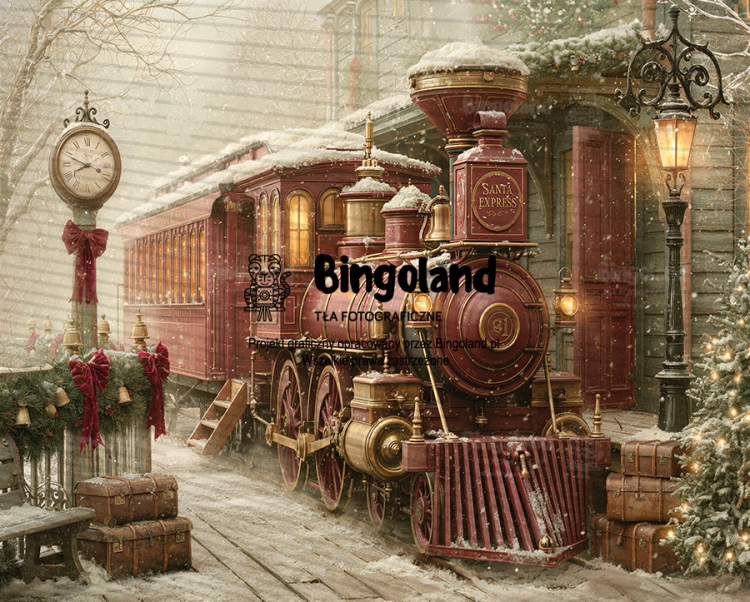  Tło Fotograficzne Bożonarodzeniowe – Nostalgiczna Stacja Kolejowa Fine Art Z 897