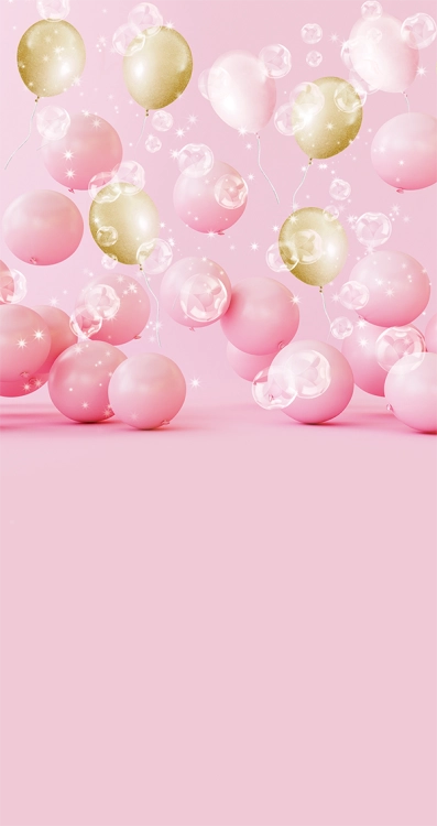 Tło fotograficzne różowe urodziny roczek balony CL 912.png